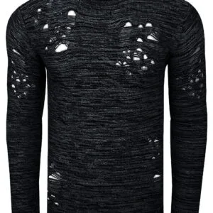 1007. Herr pullover revor Svart