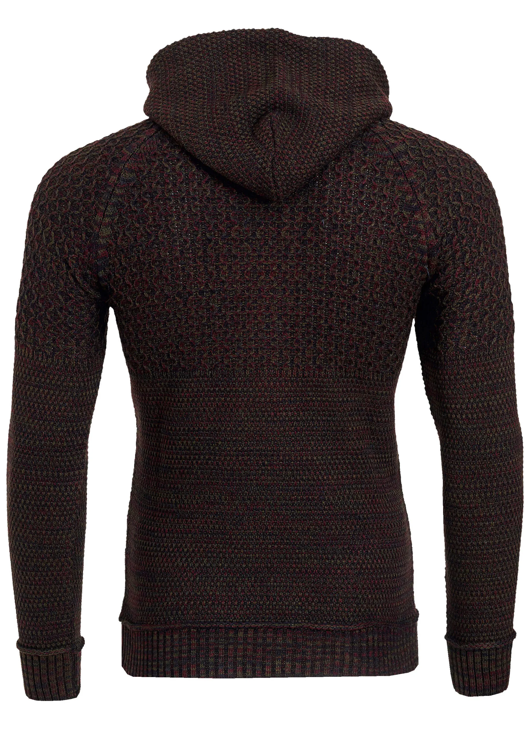 1015. Herr pullover med hoodie Vinröd - Bild 2